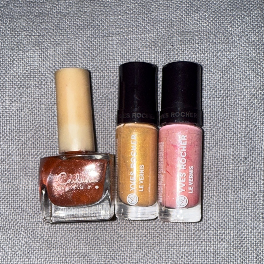 Yves Rocher Trio Nail Polish - Bronze, Gold, and Pink